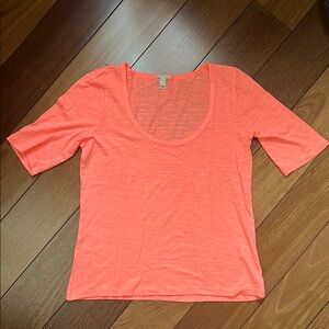 NWOT J Crew Summer Neon Scoopneck 3/4 Sleeve Tee Shirt